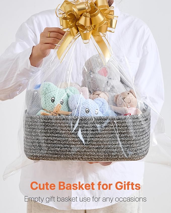 KALLAX Small Woven Basket, 13.5 x 9.5 x 5 Inches, Storage Basket for Organizing, Cute Small Rope Shelf Closet Cube Storage Bins Baskets for Shelves, Dog Toy Gift Baskets Empty, 3 Pack Mixed Black-Ruum Studio Home