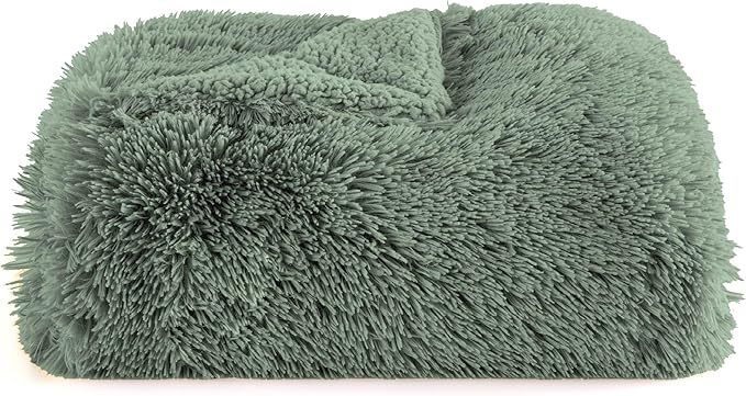 Bedsure GentleSoft Fluffy Sage Green Throw Blanket, Sage Green Decor for Room, Soft Cozy Fuzzy Plush Minky Thick Warm Sherpa Fleece Faux Fur Throw Blanket for Couch, Decorative Spring Gifts, 50x60-Ruum Studio Home