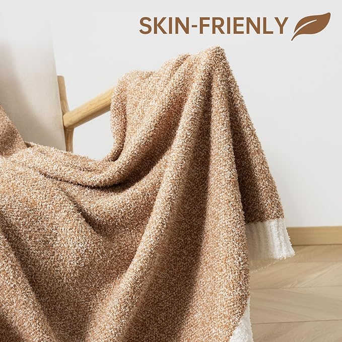 LURKA Fine Knit Throw Blanket - Super Soft Breathable Lightweight Blanket for Couch Bed Sofa (Camel, Throw(50"x 60"))-Ruum Studio Home
