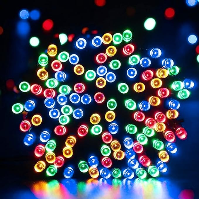 Dazzle Bright 300 LED Christmas String Lights, 100 FT Connectable Waterproof String Lights Green Wire with 8 Modes, Christmas Decorations for Indoor Outdoor Xmas Party Yard Garden (Multi Colored)-Ruum Studio Home