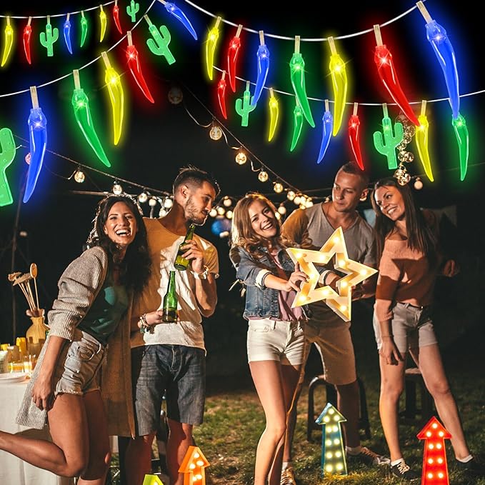 21FT [ 8 Modes & Timer ] Chili Pepper String Lights 40LED Fairy Lights Battery Operated for Indoor Outdoor Garden Pool Birthday Mexican Party Wedding Christmas Summer Tropical Decor-Ruum Studio Home