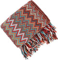 Boho Throw Blanket - Bohemian Fringe Tassels， for Bed Couch Soft ChairBlanket Double Sided (50"x70") (Red)-Ruum Studio Home