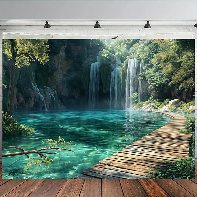 BSFHH Nature Tapestry Forest Tree Sea Cave Wall Hanging, Stream Through Rainforest Landscape Wall Art Tapestry for Bedroom Living room (Waterfall, 110" × 87", Unframed)-Ruum Studio Home