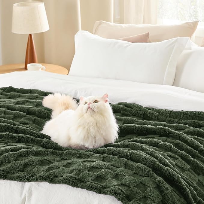 Bedsure GentleSoft Bronze Green Throw Blanket for Couch - Checkered Fleece Blankets Gifts for Women Men Girls, Cute Soft Cozy Throw for Bedroom Home Decor Gifts, 50x60 Inches-Ruum Studio Home