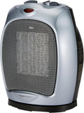 Amazon Basics Oscillating Ceramic Space Heater, Portable Indoor Heating Solution, With Overheat and Tip-Over Protection, Thermostat, 1500W, 7.52"D x 6.34"W x 9.45"H, Silver-Ruum Studio Home