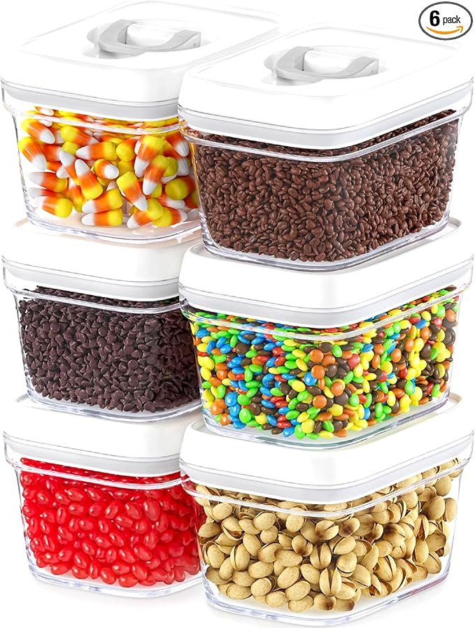 DWËLLZA KITCHEN Airtight Food Storage Containers with Lids – 6 Pieces All Same Size - Pantry Container for Spices, Candy, Nuts, Coffee and Tea, Clear Plastic BPA-Free, Keeps Food Fresh & Dry-Ruum Studio Home