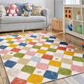 jinchan Area Rug 3x5 Kids Washable Indoor Floor Cover Non-Slip Modern Soft Rug Elementary School Classroom Colorful Diamond Carpet for Nursery Playroom Daycare Bedroom Living Room Circus on Cream-Ruum Studio Home