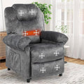 KCREAM Massage Recliner Chair with Heating,Overstuffed Fabric Reclining Chairs for Living Room,Small Recliner Manual Reclining Single Sofa Recliners Lounge Chair,Grey-Ruum Studio Home