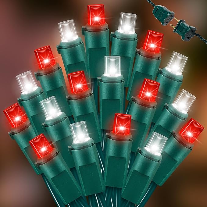 100 Count RED and White - String Lights - 21.6FT LED Christmas Lights, Mini led Lights for Indoor Outdoor Home Holiday Party Wedding Independence Day Decoration-Ruum Studio Home