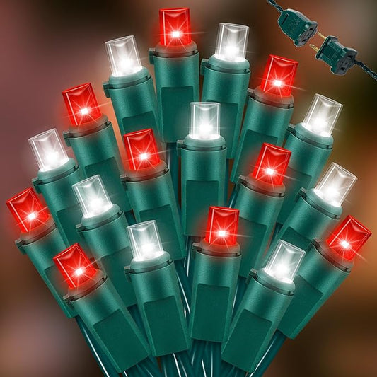100 Count RED and White - String Lights - 21.6FT LED Christmas Lights, Mini led Lights for Indoor Outdoor Home Holiday Party Wedding Independence Day Decoration-Ruum Studio Home