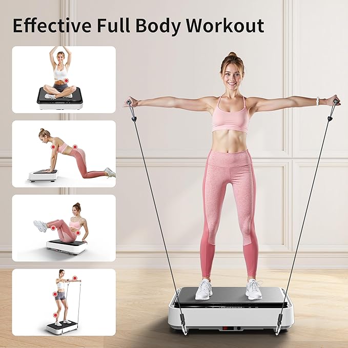 Vibration Plate Exercise Machine, Whole Body Workout Power Vibrate Fitness Platform Vibration Plate for Lymphatic Drainage, Home Training Equipment for Weight Loss & Toning-Ruum Studio Home