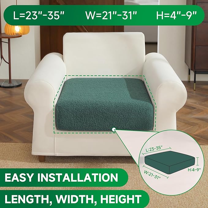 Couch Cushion Covers for Sectional Sofa, Stretch Soft Sofa Slipcovers Washable Wear-Resistant Universal Furniture Protector for Living Room(1 Piece Chair Cover, Green)-Ruum Studio Home