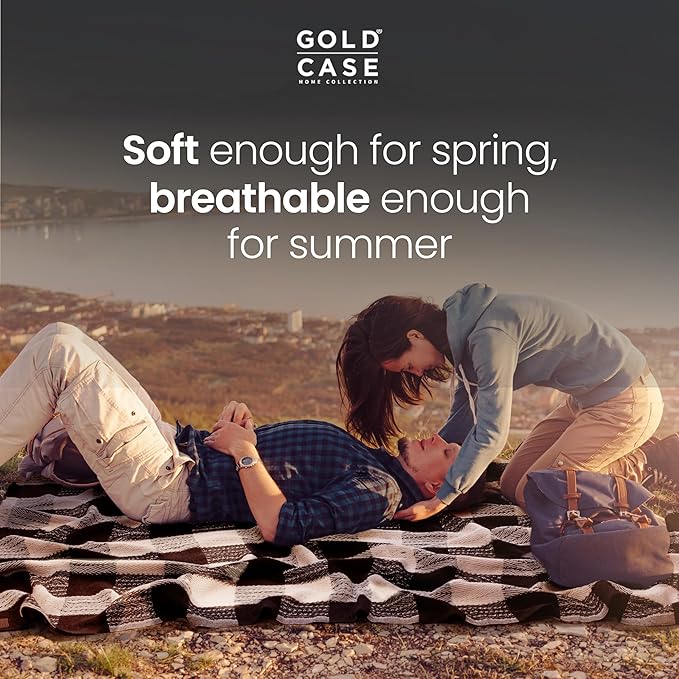 Gold Case Throw Blanket for Couch – 100% Recycled Turkish Cotton Blankets & Throws – Elegant Decorative Throw Blankets for Living Room Sofa – Woven Throws for Couch – Black – 60x80-Ruum Studio Home