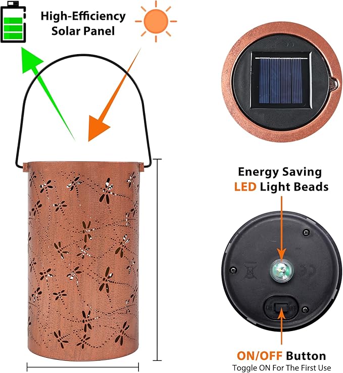 Solar Lanterns Outdoor Waterproof, Dragonfly Birthday Gifts for Women Men, Hanging Solar Lantern for Yard, Patio, Porch, Backyard, Landscape, Garden Decor-Ruum Studio Home