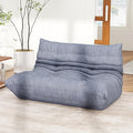 Full Foam Loveseat Sofa,Adults Bean Bag Chairs Floor Couch with Soft Waterproof Fabric,Armless Fireside Lounge Chair for Living Room,Apartment and Office (Grey)-Ruum Studio Home