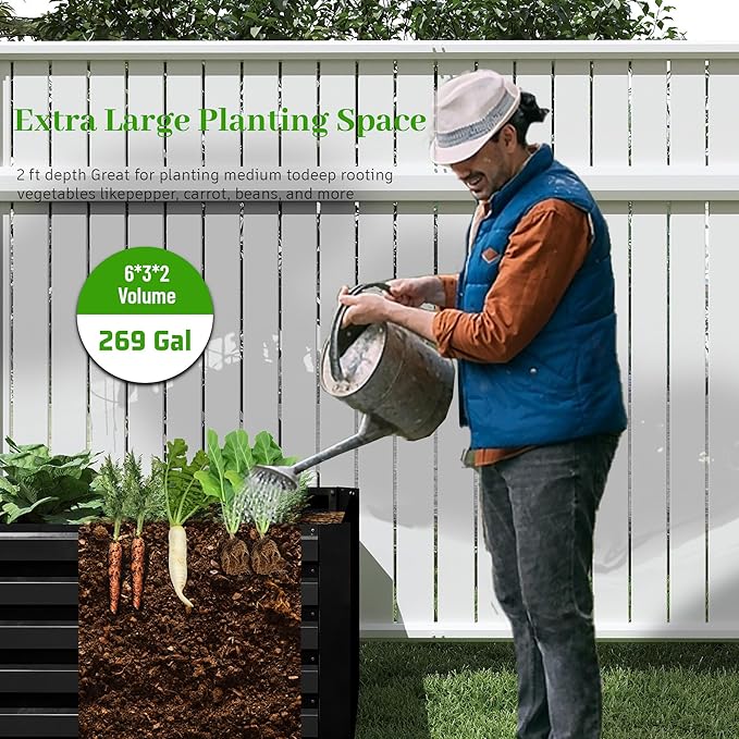 6x3x2 ft Raised Garden Bed, Large Metal Planter Raised Beds, Planters for Outdoor Plants for Vegetables, Flowers, Herbs, Fruits, and Succulents.(4 Pcs)-Ruum Studio Home