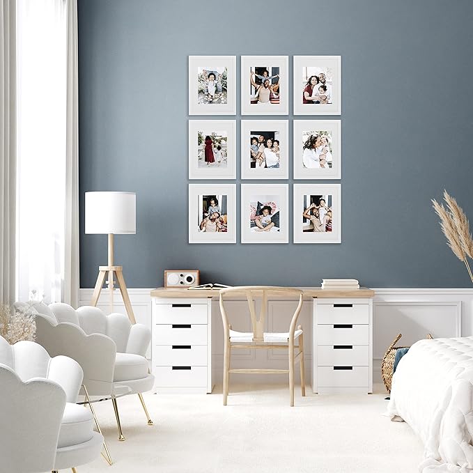 Sheffield Home 9 Piece Gallery Wall Frame Set, 11x14 Inch, White-Ruum Studio Home