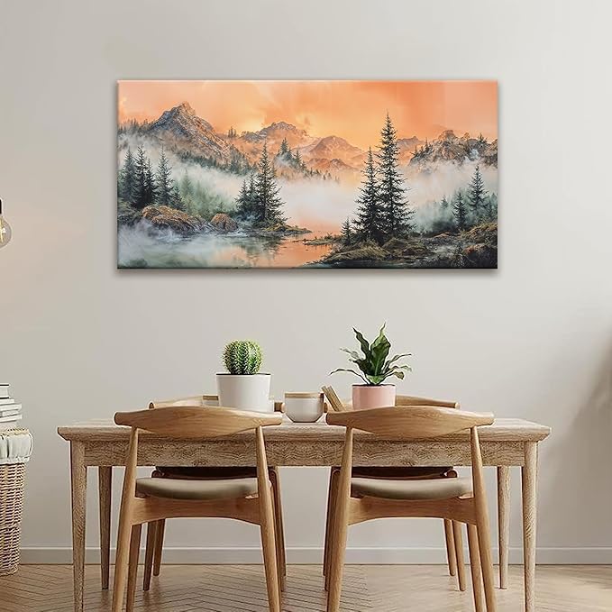 Tsomzxng Large Mountain Wall Art For Living Room Canvas Art Wall Decor For Office Wall Decorations Picture For Bedroom Forest River Landscape Prints Paintings Modern Pictures Artwork 24 X 48 In-Ruum Studio Home