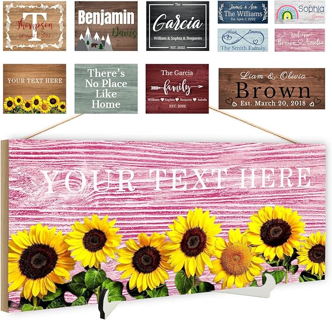 Custom Wood Sign Prsonalized Text Business Home Decor, Personalized Rustic Plaque Board Hanging Wooden Name Sign for Wall Art, Customized Signs Plank Decoration Gifts for Wedding Family Farmhouse Kitchen, Rectangle-Ruum Studio Home
