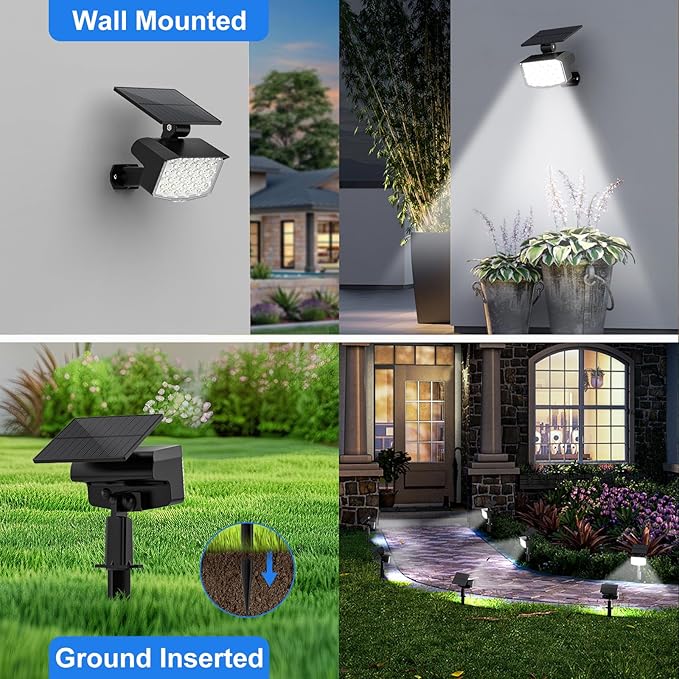WELALO Solar Spot Lights Outdoor, [2 Pack/3 Modes] Solar Landscape Spotlights, Adjustable Solar Powered Security Lights, IP65 Waterproof Wall Lights for Walkway, Yard, Garden, Driveway (Cool White)-Ruum Studio Home