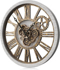 The B-Style Large Wall Clock 24 inch Moving Gear Wall Clock Oversized Vintage Farmhouse Wall Clocks for Living Room Decor Rustic Industrial Wood Clock (Silver Gray, 36 inch/90cm)-Ruum Studio Home