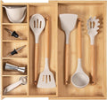 Adjustable Kitchen Drawer Organizer for Utensils and Junk, Food-Safe Contract Grade with 100% Sustainable Wood, Expandable from 10.5 to 19 Inches Wide - Natural Bamboo-Ruum Studio Home