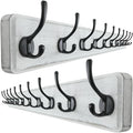 Dseap Wall Mounted Coat Rack: 38-1/4" Long, Patented, Heavy-Duty, 10-Double-Hooks Wooden Hanger Rail for Winter Coats, Hat, Jacket, Clothing - White & Black, Pack of 2-Ruum Studio Home
