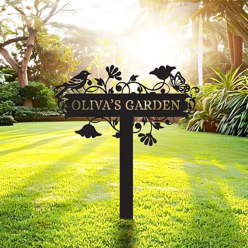 Metal Signs Customized | Personalized Garden Stake Metal Sign | Custom Metal Garden Sign | Personalized Garden Name Sign | Custom Sign Outdoor Metal | Gardening Decor Gifts for Gardeners-Ruum Studio Home