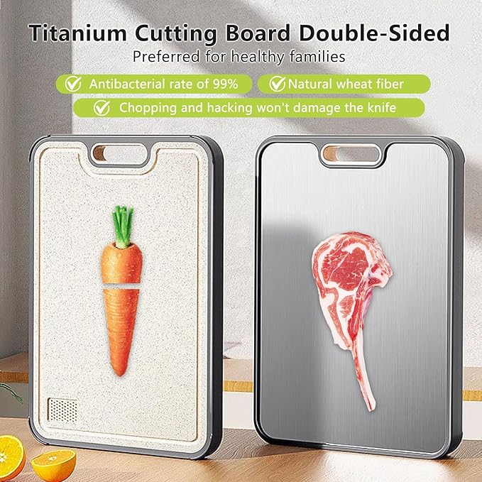 FIRE HIVE Pure Titanium & Platycodon Cutting Board - Double-Sided Large Kitchen Board, 16x11 Inch, Multi-Functional & Safe Cleaning Surface-Ruum Studio Home