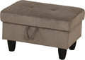 Ottoman Rectangular Storage Ottoman Bench, Flannel Footrest Stool Footstool with Lid for Living Room, Bedroom, Entryway, Brown, 28.5"x19"x17.5"-Ruum Studio Home