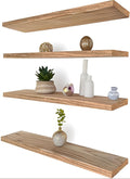 24 Inch Floating Shelves for Wall Rustic Light Wood Wall Shelves for Bedroom Set of 4-Ruum Studio Home