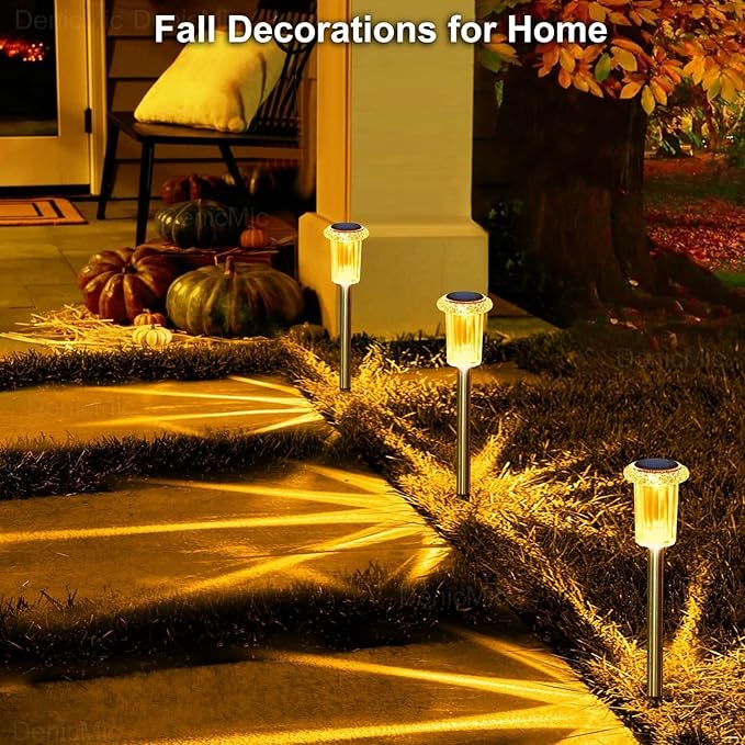 DenicMic Halloween Solar Lights Outdoor 10 Pack Orange LED Waterproof Yard Garden Patio Backyard Pathway Walkway Landscape Lawn Outside Fall Decorations Outdoor-Ruum Studio Home