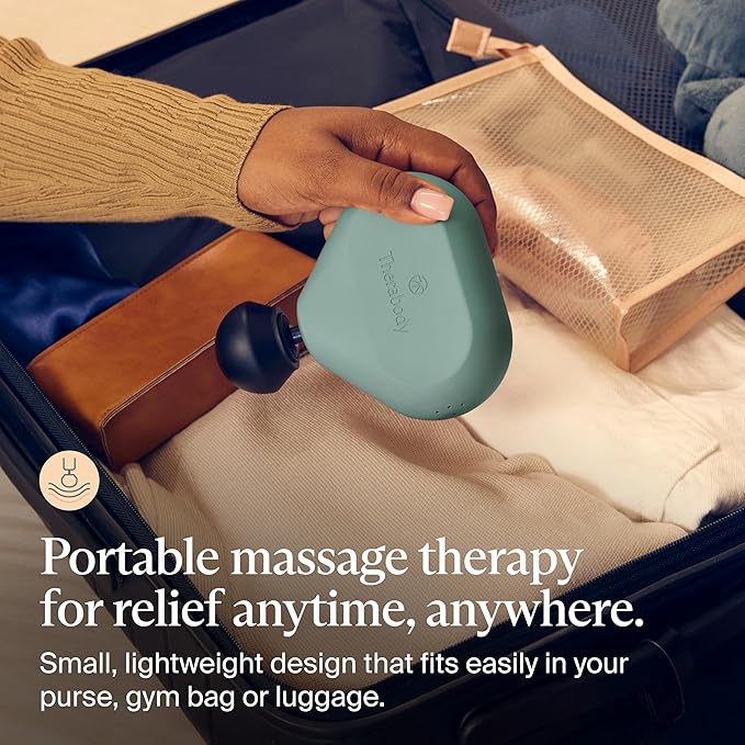 TheraGun Mini (2nd Generation) by Therabody - Handheld Electric Massage Gun - Compact Deep Tissue Treatment for Any Athlete On The Go - Portable Percussion Massager with QuietForce Technology (Green)-Ruum Studio Home