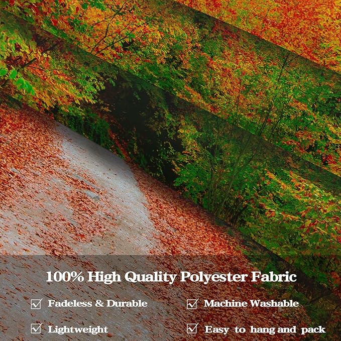 AMM Autumn Forest Tapestry Nature Fall Tree Thanksgiving Tapestry for Bedroom Aesthetic Autumn Path Yellow Red Fallen Leaves Landscape Tapestries Wall Hanging for Living Room Dorm 80 x 60 Inch-Ruum Studio Home