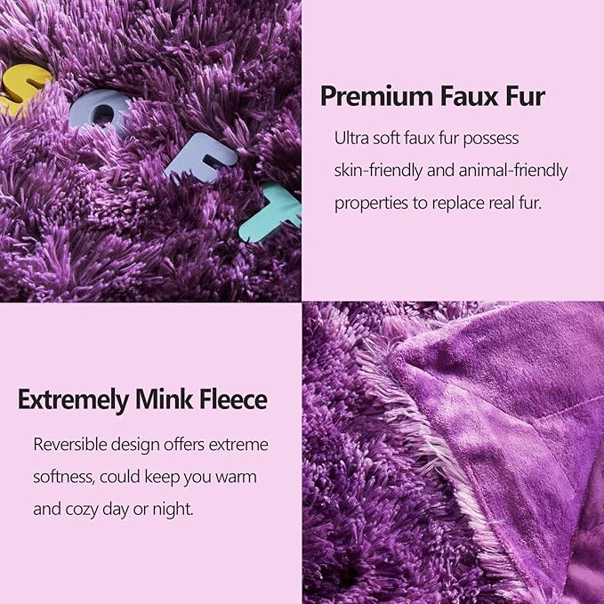 GONAAP Fuzzy Faux Fur Throw Blanket Queen Size Tie-dye Violet Purple Super Soft Cozy Plush Fuzzy Shaggy Blanket for Couch Sofa Bed (Tie-dye Violet Purple, Queen(90"x90"))-Ruum Studio Home