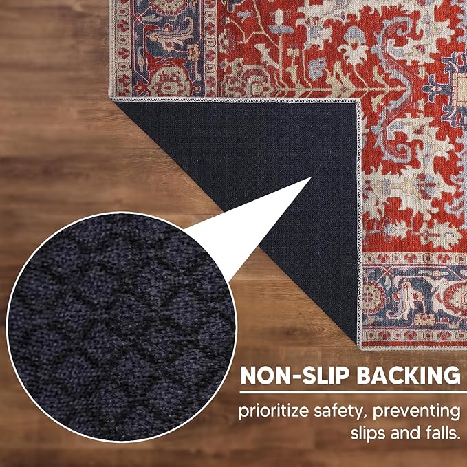 Keen Home Design 6x9 Rug - Machine Washable Area Rug with Non-Slip Backing, Ideal for Living Room, Dining Room, Bedroom - Vintage, Easy Clean, Durable, Low Pile Rug - (6' x 9')-Ruum Studio Home