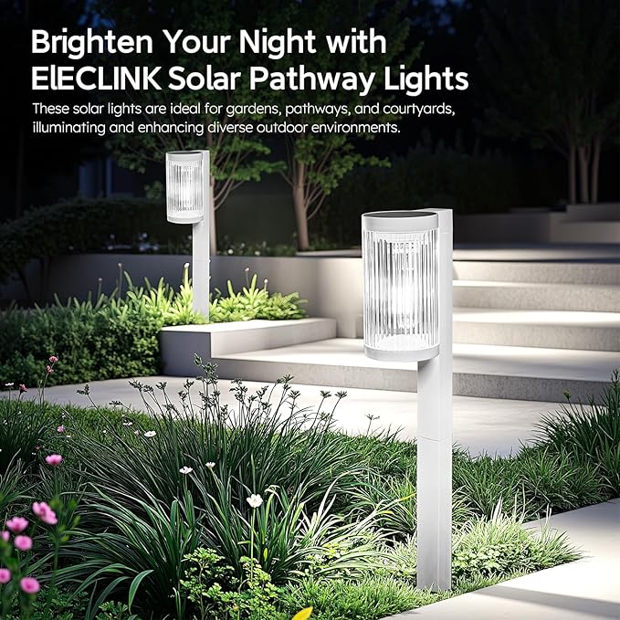 Solar Pathway Lights Outdoor, 2 Pack Upgraded Outdoor Solar Lights for Outside Super Bright Up to 12Hrs, IP65 Waterproof Solar Garden Lights for Yard Landscape Path Walkway Decoration(Cool White)-Ruum Studio Home