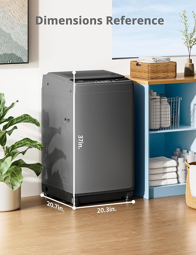 COMFEE’ 1.6 Cu.ft Portable Washing Machine, 11lbs Capacity Fully Automatic Compact Washer with Wheels, 6 Wash Programs Laundry Drain Pump, Ideal for Apartments, RV, Camping, Magnetic Gray-Ruum Studio Home