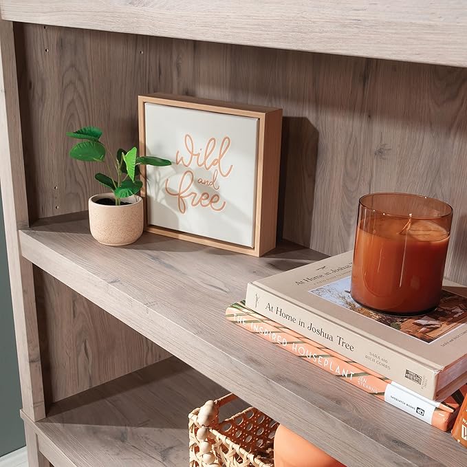 Sauder 5 Tier Book Shelf Wooden Bookcase Multipurpose Bookshelf for Home Office, Living Room, in Laurel Oak-Ruum Studio Home