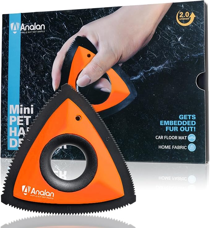 Analan Mini Pet Hair Remover for Car Detailing Supplies, Carpet Dog Hair Remover for Car Interior, Triangle Dog Hair Remover for Auto Detailing, Couch, Furniture, Lint, Carpet (Sunset Orange)-Ruum Studio Home