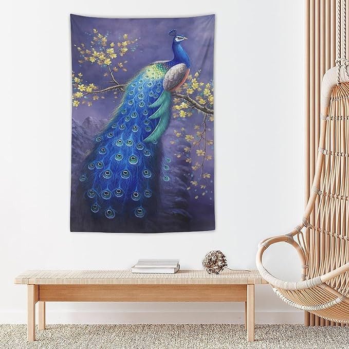 yowecso Peacock Tapestry - Purple Peacock Wall Hanging for Bedroom, Living Room & Dorm - 40"x60"-Ruum Studio Home