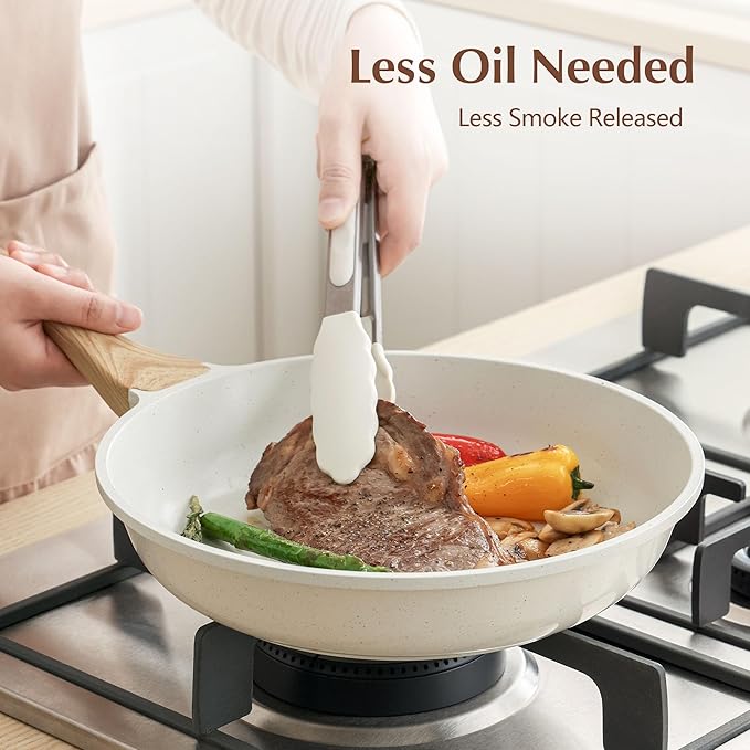 SENSARTE Nonstick Ceramic Frying Pan with Lid 8/9.5/10/11/12.5 Inch Omelet Pan Skillet, Free of Intentionally Added PFAS/PTFE Non-toxic Chef's Pan Induction Compatible Pan, Heat Resistant Handle-Ruum Studio Home