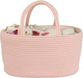 Diaper Caddy Organizer Cotton Rope Baby Basket Nursery Storage and Portable Tote Bag for Car Ideal Baby Shower Gifts and Registry Must-Have for Newborn Essentials large coral pink-Ruum Studio Home