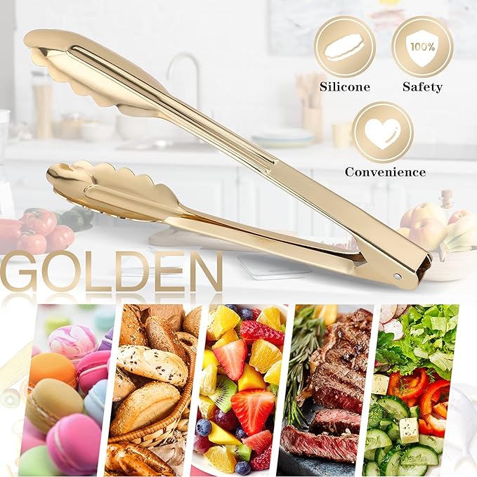 MSY BIGSUNNY 9 Inch Kitchen Food Tongs, Buffet Tongs, Serving Tongs for Cooking, Grilling, Aluminum Tongs - Set of 3 (multi color)-Ruum Studio Home