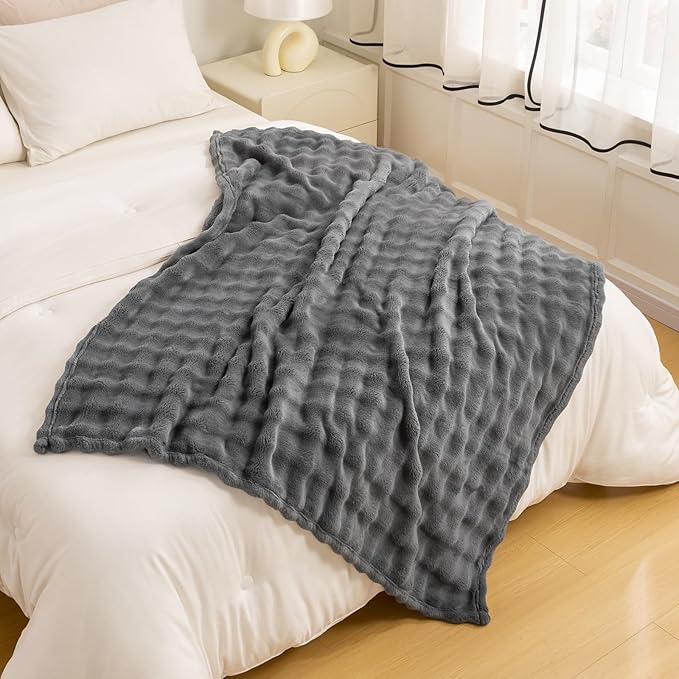 YUSOKI Luxury 3D Bubble Throw Blanket 2lb,All Ages,Home Decoration, (Grey,50 * 60inches)-Ruum Studio Home