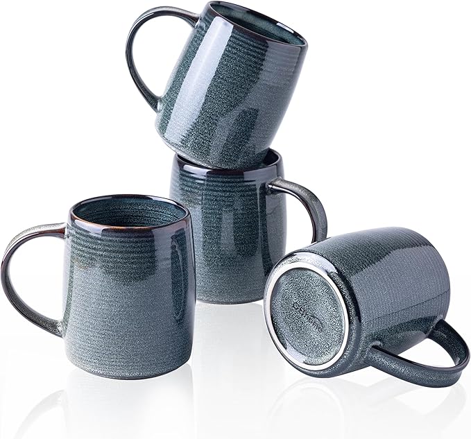 GBHOME Large Coffee Mugs Set of 4, 18oz Handmade Ceramic Coffee Mugs Set with Gradient color for Latte/Tea/Beer/Hot Cocoa, Dishwasher & Microwave Safe, Space blue-Ruum Studio Home
