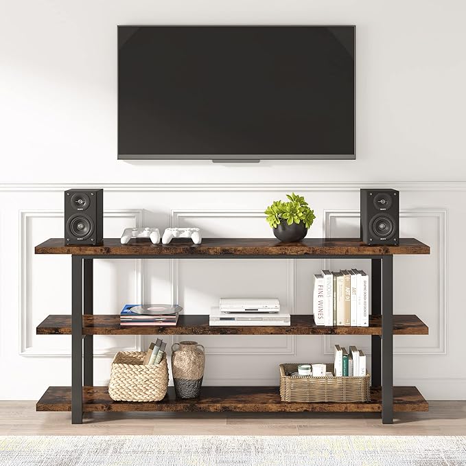 70.8 Inch Extra Long Console Table for Entryway, Narrow Hallway Table, Wood Sofa Table with 3 Tier Storage Shelves for Living Room-Ruum Studio Home