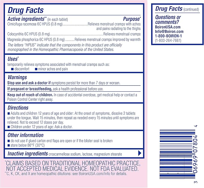 Boiron Cyclease Cramps Tablets for Relief from Menstrual Cramps, Aches, Pain, and Discomfort - 60 Count-Ruum Studio Home