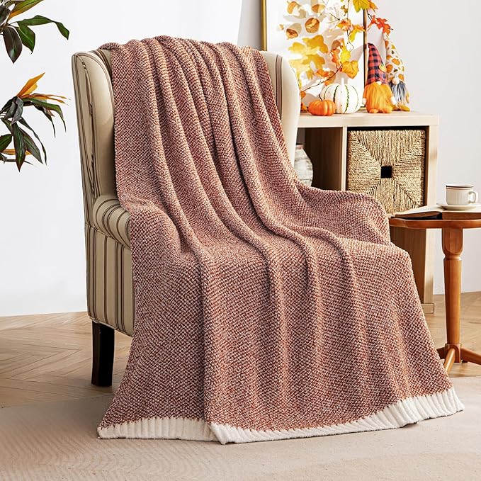 MIULEE Fall Rust Super Soft Throw Blanket for Bed, Twin Size Cozy Fluffy Warm Blankets Knit Blankets for Couch, Sofa, Chair, Living Room, Camping, Picnic, 60 x 80 inch-Ruum Studio Home