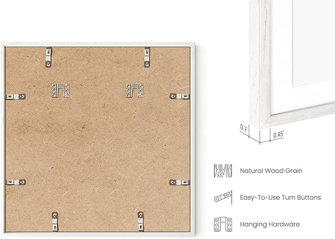 HAUS AND HUES Solid Oak Wood 16â€x16â€ Picture Frames Matted to 12â€x12â€ Set of 3-16x16 Square White-Poster Frames, Square Frames 16x16 for-Wall, White Wood Picture Frames, 16 x 16 Matted White Frames-Ruum Studio Home